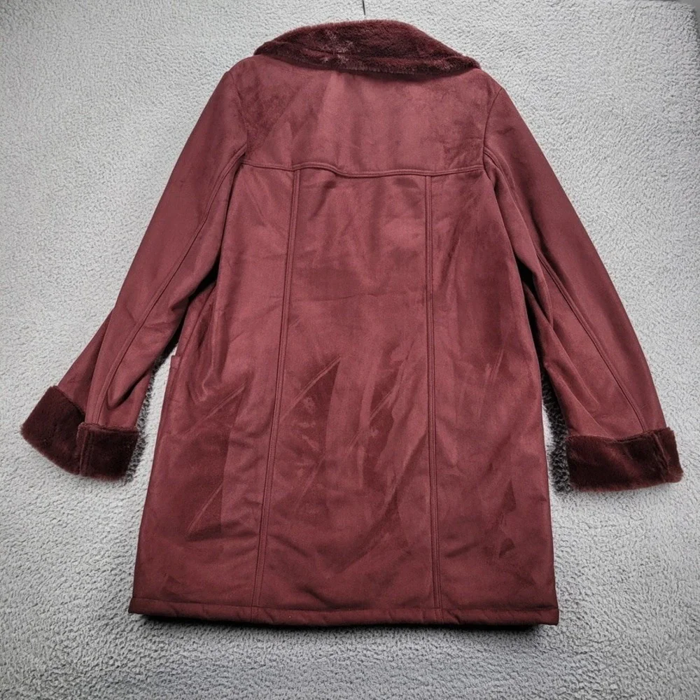 BANANA‎ Republic Factory Size MEDIUM TALL Bordeaux Faux Shearling Coat